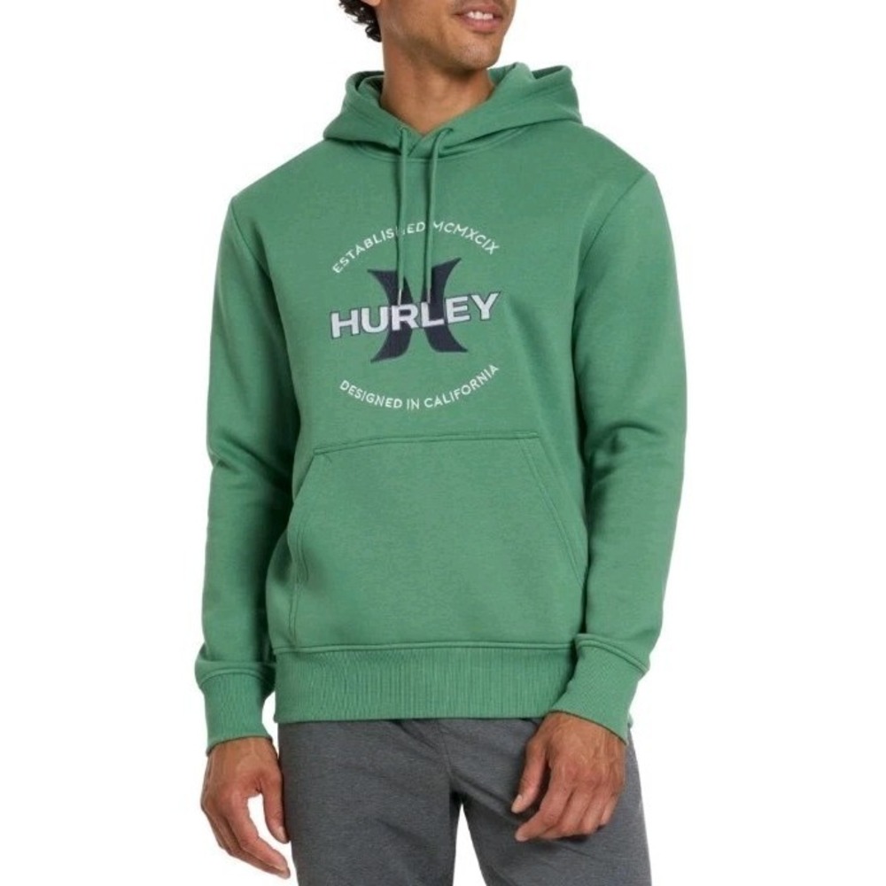 HURLEY Green GRAPHIC PULLOVER HOODIE SWEATSHIRT MENS‎ L LARGE *NEW* Surf Logo